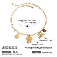Mode été plage étanche en acier inoxydable plaqué or collier pendentif à breloque colliers de perles bijoux pour femmes