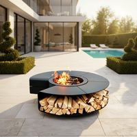 Estufa/Mesa de Chimenea Exterior Moderna Independiente de 1200mm para Villa, con Núcleo Personalizado para Leña/Gas/Alcohol/Atomización