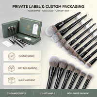 Lot de Pinceaux de Maquillage Professionnel de Haute Qualité Noir 30 Pièces, Personnalisé avec Logo sur Mesure, Synthétiques Véganes, de Luxe, pour Anti-Cernes Visage, Vente en Gros