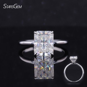 Anillo de Oro con Diamante Corte Radiante, Oro de 10k/14k, 1-1.1ct, Forma Radiante, DE VS1, Certificado IGI, Anillo de Diamante Cultivado en Laboratorio para Mujer - Product Image 4