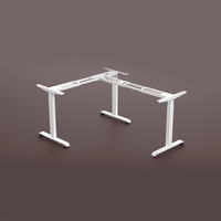 Bureau d'angle en forme de L, ergonomique, 3 pieds, mobilier moderne, table de bureau, cadre de bureau électrique réglable en hauteur, montage facile