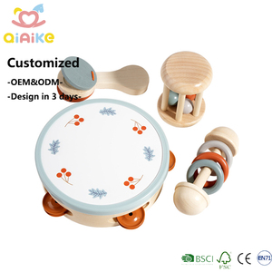 Nuevo Juego de 4 Instrumentos Musicales de Madera, Juguetes Montessori, Sonajero de Madera, Juguetes Sensoriales Musicales de Madera para Bebés y Niños Pequeños - Product Image 1