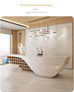 QTZ19 Escritorio de oficina único Mostradores delanteros de lujo Muebles de oficina personalizados Mostrador de recepción moderno Diseño Mostrador de recepción blanco - Product Image 6