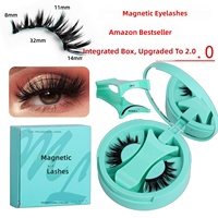 Cils magnétiques transfrontaliers de style dense en fibres haut de gamme pour femmes, vert menthe naturel, boîte tout-en-un, pince en V