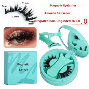 Cils magnétiques transfrontaliers de style dense en fibres haut de gamme pour femmes, vert menthe naturel, boîte tout-en-un, pince en V - Product Image 2