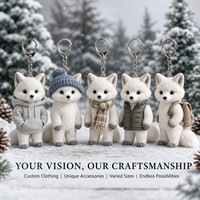 Porte-clés en peluche personnalisé Renard des neiges, jouet doux saisonnier, service de personnalisation, emballage vierge, OEM ODM, cadeaux promotionnels de Noël