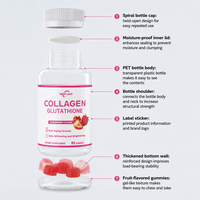 Complément OEM pour éclaircir la peau, gommes à la L-glutathion, soin de la peau, éclaircissant, vitamine C, collagène en gommes