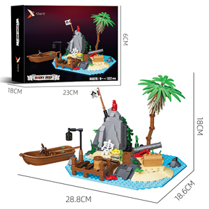 Bloques de Construcción, Escena de Arrecife <span class=keywords><strong>Pirata</strong></span> con Barco Pequeño, Ladrillos, Regalo para Principiantes, Decoración del Hogar para Niños - Product Image 5