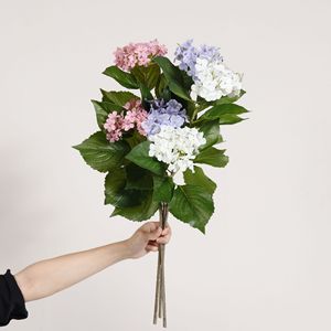 Fleur artificielle d'hortensia boule de neige Dream Castle, deux têtes, petite branche, pour décoration intérieure, mariage, maison, en caoutchouc souple - Product Image 3