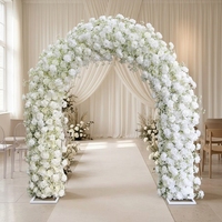 Décoration de scène de mariage moderne en soie blanche, arche florale, arrangement de fleurs artificielles roses, gypsophile et hortensia, toile de fond pour événements