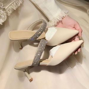 Sandalias De Verano a punta chiusa strass di diamanti Bling stilista di moda donna tacchi alti da donna sandalo Sexy - Product Image 1