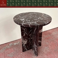 GOLDKING Wohnzimmer Sofa Beistelltisch Rosso Levanto Roter Marmor Runder Tisch Dreiteilige Massive Basis OEM ODM Direktvertrieb