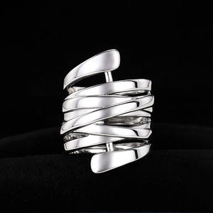 Bague géométrique en acier inoxydable H390, bijou moderne unisexe, cadeau tendance, design sobre pour femmes et hommes - Product Image 4