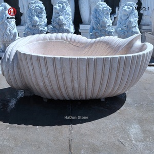 <span class=keywords><strong>Conch</strong></span> şekilli bej mermer küvet HaDun el oyma bağlantısız Seashell küvet özel tasarım doğrudan abd üretici - Product Image 5