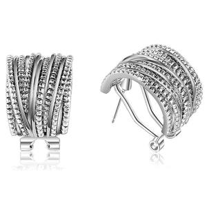 Modernos Pendientes de Clip Chapados en Oro Blanco con Cristales de Estrás en Talla Canal para Mujer, Joyería de Moda para Fiestas - Product Image 3