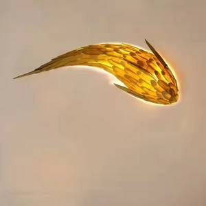 Lámpara de Pared LED de Bambú Moderna Nórdica, Decoración de Pared Tejida a Mano con Forma de Pez para Restaurante, Hotel, Villa, Iluminación Interior - Product Image 6