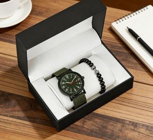 Men Waterproof Quartz Sport Wristwatch Stainless Steel Casual <b>Watch</b> Fashion Bracelet <b>Set</b> Gift for Daily Outdoor Use - Product Image 3