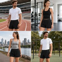 Shorts de course respirants à taille haute avec logo imprimé personnalisé, ceinture à boutons, poches faciles d'accès, design double couche pour femmes