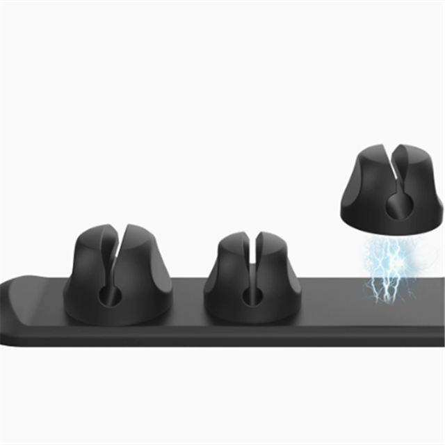 Custom Logo Silicone Travel USB Magnetic Cable Organizer Stand Desk Management Holder