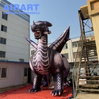 Modelo de Dragón Gris Inflable de Gran Tamaño para Decoración de Fiestas Musicales, Globo Inflable de Dragón Volador Grande