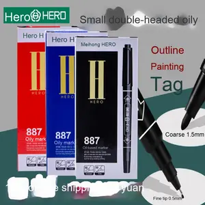 Hero 887 Rotulador a base de aceite de doble punta para niños Escritura de CD de punta fina Marcadores de colores finos gruesos resistentes a la decoloración para dibujar contornos - Product Image 2