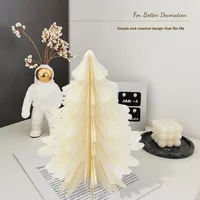 Arbre de Noël en papier nid d'abeille pliable Décoration de fête intérieure Décoration de la maison Cadeau simple Arbre de Noël en papier de table intérieur Décoration