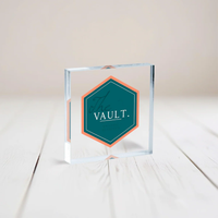 Bloque de Acrílico Transparente con Logotipo de Marca Personalizado Impreso con UV, Bloque de Exhibición de Acrílico Sólido, Adorno de Escritorio, Regalo Promocional Empresarial
