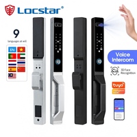Serrure de porte intelligente Locstar Tultra Fine Tuya à reconnaissance faciale, empreinte digitale, mot de passe et carte-clé, la plus vendue