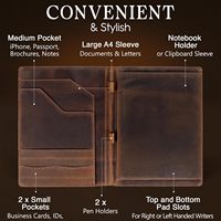 Portafolios de Cuero Vintage de 10x13 Pulgadas |   Organizador de Currículum Profesional Hecho a Mano |   Portafolio de Documentos Antiguo con Bloc de Notas