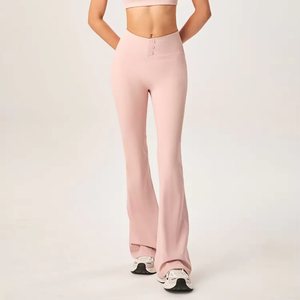 Custom Button-up trouser <b>flared</b> <b>Leggings</b> Stitch Stripe Fitness Workout High Waisted Yoga <b>Leggings</b> Women Gym <b>Leggings</b> - Product Image 1