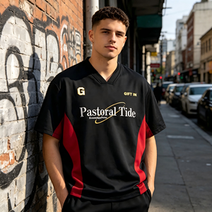 Camiseta Deportiva de Fútbol Americano Vintage con Parches, Estilo Urbano Holgado, Camiseta Casual de Equipo, Fabricación Directa de Fábrica OEM ODM - Product Image 1