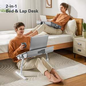 Support de bureau pliable pour ordinateur portable en MDF avec surface en cuir, ventilateur de refroidissement portable pour <span class=keywords><strong>lit</strong></span>, étude, plateau de bureau pliable - Product Image 6