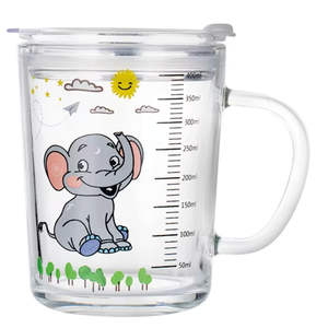 Poignée de tasse d'eau graduée pour enfants en <span class=keywords><strong>verre</strong></span> de dessin animé R2508-677 pour le petit déjeuner étudiant à usage domestique également pour les tasses de lait en poudre - Product Image 2