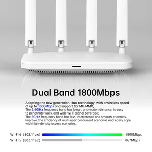EDUP ประสิทธิภาพที่มั่นคง Wifi 6 Wifi 5 AX1800 เราเตอร์ตาข่ายไร้สายสมาร์ทวงคู่ - เหมาะสําหรับการเชื่อมต่อ Wifi ในบ้านอัจฉริยะ