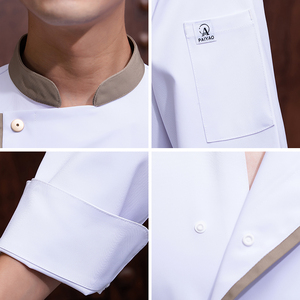 Uniforme de <span class=keywords><strong>Chef</strong></span> de Alta Gama con Cuello Alto y Manga Larga de Poliéster Twill para Hotel, Restaurante y <span class=keywords><strong>Catering</strong></span>, Disponible en Stock - Product Image 2