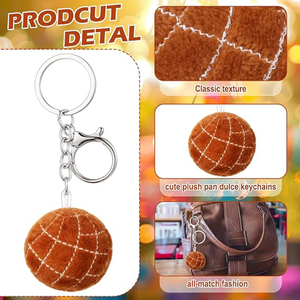 Porte-clés en peluche en forme de mini-<span class=keywords><strong>pain</strong></span> rond de 2 pouces, texture classique, doux, cadeaux de fête sur le thème du Mexique - Product Image 3