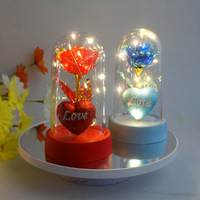 Ornamen Bunga Mawar Emas Akrilik Plastik Mini Modern Bercahaya, Hadiah Kreatif untuk Hari Valentine, Hari Guru, Hari Tanabata