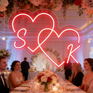 لافتة نيون LED مخصصة للزفاف، تصميم حروف وقلوب حسب الطلب، ديكور جداري قابل للتعتيم عبر USB بأحجام وألوان متعددة - Product Image 2