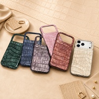Étui de téléphone en cuir de crocodile Luxe Antichoc pour iPhone