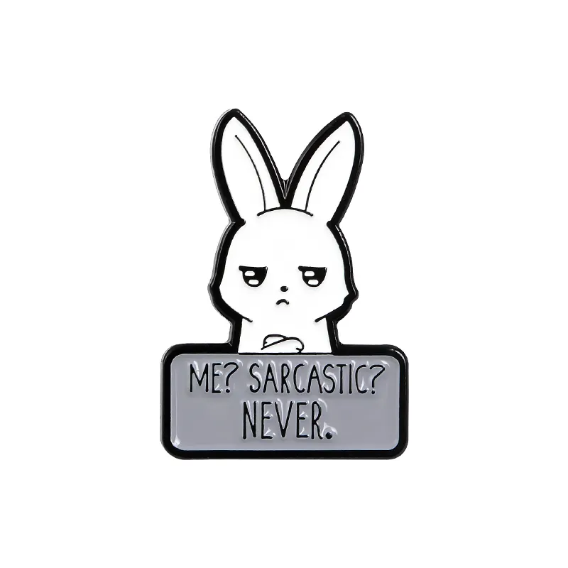 Sarcastische Konijn Emaille Pins Custom Onverschillig Bunny Broches Voor Shirt Revers Zak Cartoon Badges Punk Sieraden Cadeau Voor Vrienden