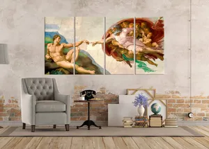 La Creación de Adán, Pintura al Óleo Religiosa del Techo de la Capilla Sistina de Miguel Ángel, Reproducción en Lienzo - Product Image 3