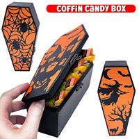 Caja de Dulces con Forma de Ataúd para Halloween, Estilo Europeo y Americano, Caja de Regalo Aterradora para el Día de los Muertos, Hecha en China