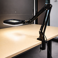 Lampe de bureau à LED avec loupe et pince, bras articulé réglable, grossissement 10X pour réparation, lecture et travaux de beauté