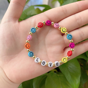 สร้อยข้อมือแฟชั่นทำด้วยมือชุบทองพร้อมตัวอักษรดอกไม้หน้ายิ้มสร้อยข้อมือทำด้วยมือสำหรับเป็นของขวัญมิตรภาพ - Product Image 6