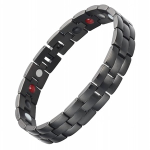 Joyería Fina, Elegante Brazalete Magnético de Acero Inoxidable con Energía Terapéutica, Patrón Geométrico, Diseño Moderno para Aniversarios - Product Image 1