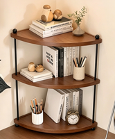 Outils d'organisation pour le rangement à domicile, étagère de rangement, étagère d'angle en bois triangulaire à 3 niveaux