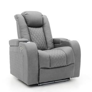 Canapé inclinable électrique en cuir Geeksofa moderne pour 6 personnes, ensemble de canapé home cinéma 3 2 1 avec console et table rabattable - Product Image 4