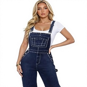 Combinaison en jean taille haute pour femme, couleur unie, longueur intégrale, décontractée, respirante, col carré, sans manches, pour le printemps et l'été - Product Image 1
