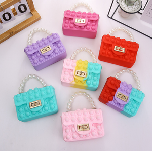Sac à bandoulière en silicone multicolore Pop Fidget pour filles, mini sac à chaîne de perles, jouet sensoriel à bulles, porte-monnaie pour enfants, cadeau - Product Image 3