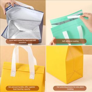 Sac isotherme jetable en non-tissé épaissi avec feuille d'aluminium pour café, barbecue, plats à emporter et traiteur – Vente en gros - Product Image 5